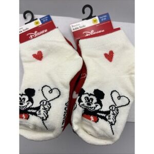 Disney Mickey Minnie Girl Toddler Ankle Socks 2 Packs of 3, 6-pairs New - Cute!!